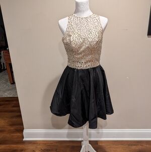 Elegant Gold and Black Sleeveless Dress